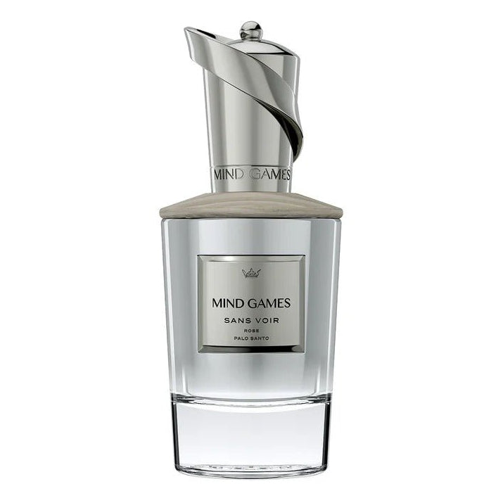 Mind Games Fragrance Sans Voir Extrait de Parfum bottle, elegant design, showcasing the luxurious perfume container.