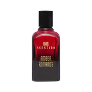 Scentido Amber Romance Eau de Parfum bottle with amber-colored liquid, 2.5 oz (75ml), elegant packaging.