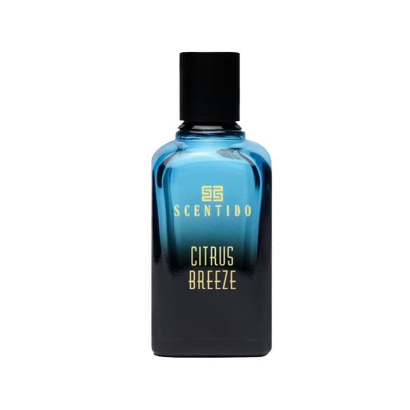 Scentido Citrus Breeze Eau de Parfum spray in 2.5 oz (75ml) bottle, featuring a fresh citrus scent and elegant design.