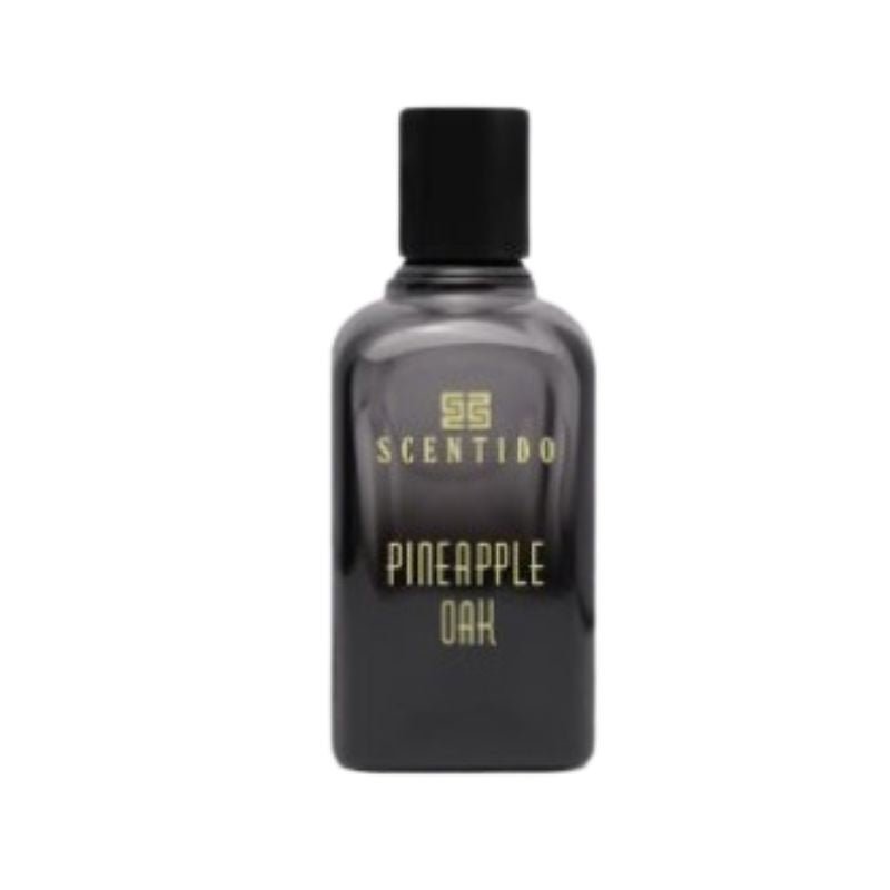 Scentido Pineapple Oak Eau de Parfum spray bottle, 2.5 oz, with a tropical pineapple and oak wood scent.