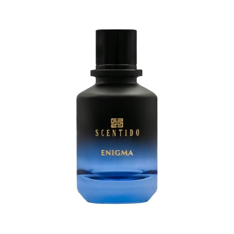 Scentido Enigma Extrait spray bottle, 3.4 oz (100ml), premium fragrance with elegant packaging and label details.