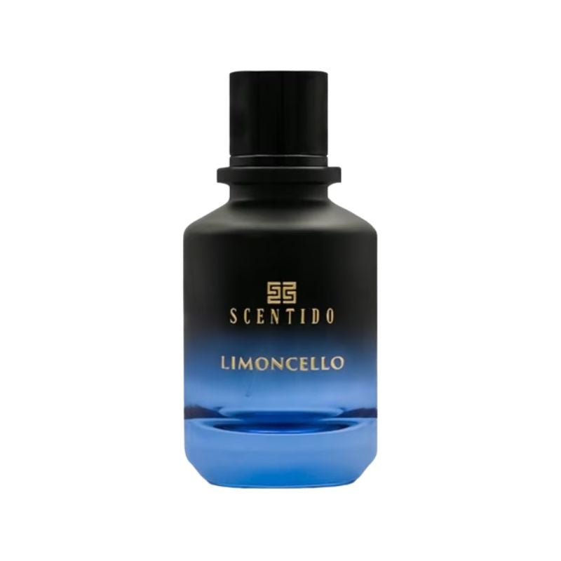 Scentido Limoncello extrait spray bottle, 3.4 oz, with a clear glass container and yellow label, showcasing the citrus scent.