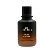 Scentido Musk Vanille extrait spray bottle, 3.4 oz, featuring a sleek design and vanilla musk fragrance.