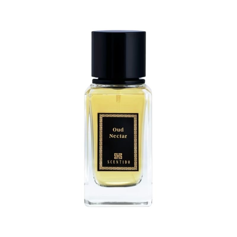 Scentido Oud Nectar Extrait spray bottle, 3.4 oz (100 ml), featuring a luxurious oud fragrance in a sleek glass container.