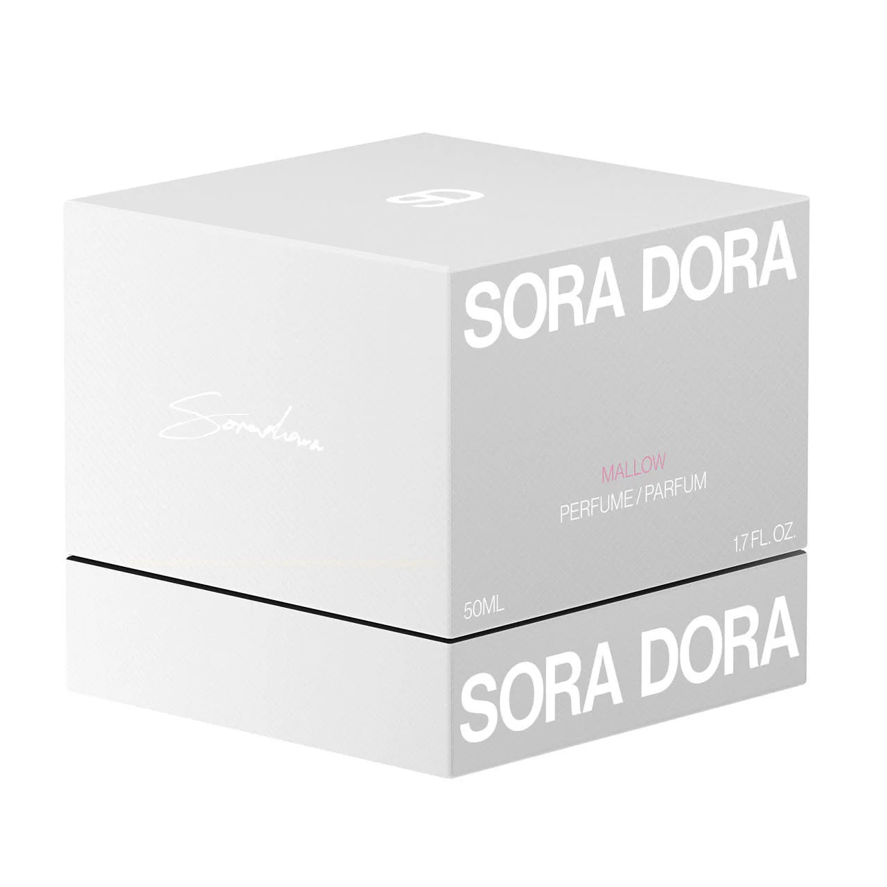 Sora Dora Mallow Extrait spray bottle, 1.7 oz (50ml), featuring a sleek design with the Sora Dora branding on the label.