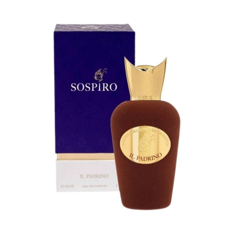 Sospiro Il Padrino Eau de Parfum spray in 3.4 oz (100ml), featuring a luxurious fragrance bottle with elegant design.