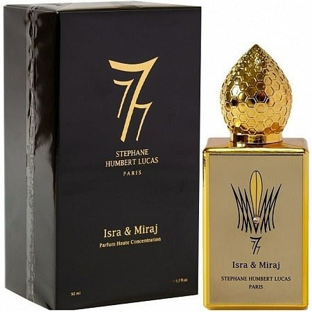 Stephane Humbert Lucas Isra & Miraj Eau De Parfum spray, 1.7 oz, featuring elegant packaging and fragrance details.