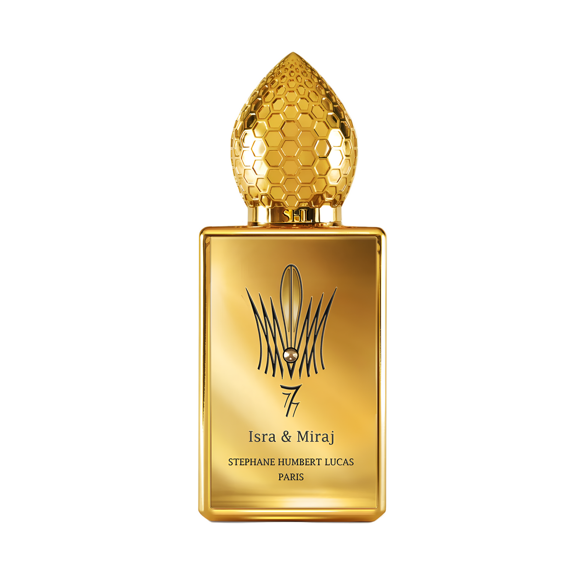 Stephane Humbert Lucas Isra & Miraj Eau De Parfum spray bottle, 1.7 oz (50ml), with elegant packaging and fragrance details