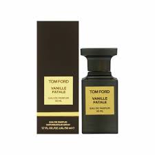 Tom Ford Vanille Fatale Eau de Parfum spray bottle, 1.7 oz (50ml), featuring luxurious vanilla scent and elegant packaging