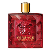 Versace Eros Flame Eau de Parfum spray, 3.4 oz (100ml), premium fragrance bottle with sleek design and vibrant branding.
