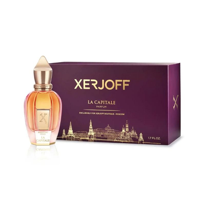 Xerjoff La Capitale Eau de Parfum spray in 1.7 oz (50ml), featuring a luxurious fragrance bottle with elegant design.