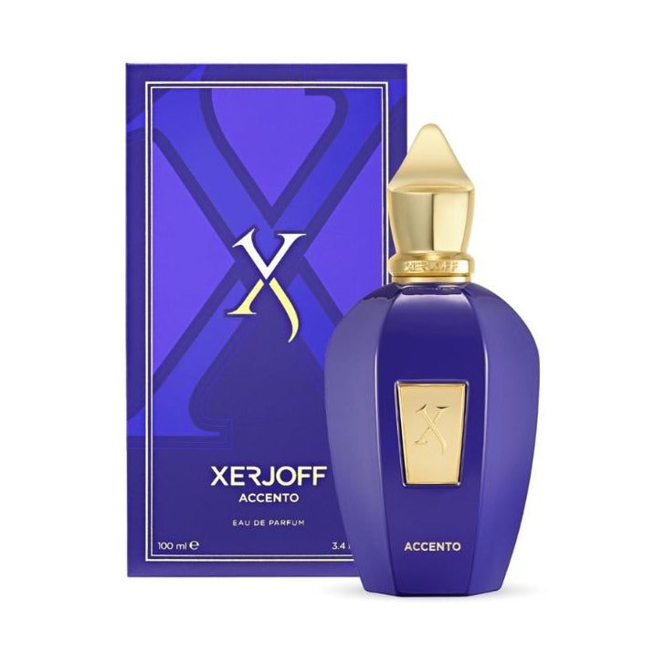 Xerjoff Accento Eau de Parfum spray bottle, 3.4 oz (100ml), elegant fragrance bottle with a sleek design.