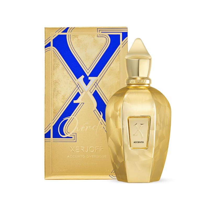 Xerjoff Accento Overdose Eau de Parfum spray in 3.4 oz (100ml) with elegant packaging and floral, woody scent.