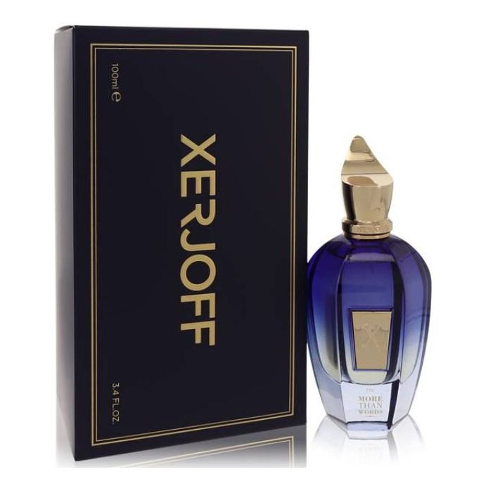 Xerjoff More Than Words Eau de Parfum spray bottle, 3.4 oz (100ml), featuring elegant packaging and gold accents.